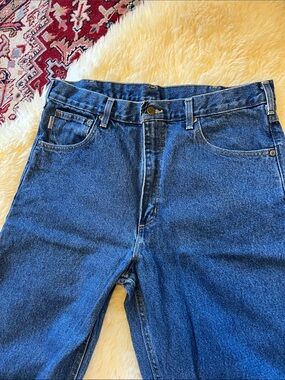 Carhartt Men's Dark Blue Relaxed Fit Denim Jeans 36x34